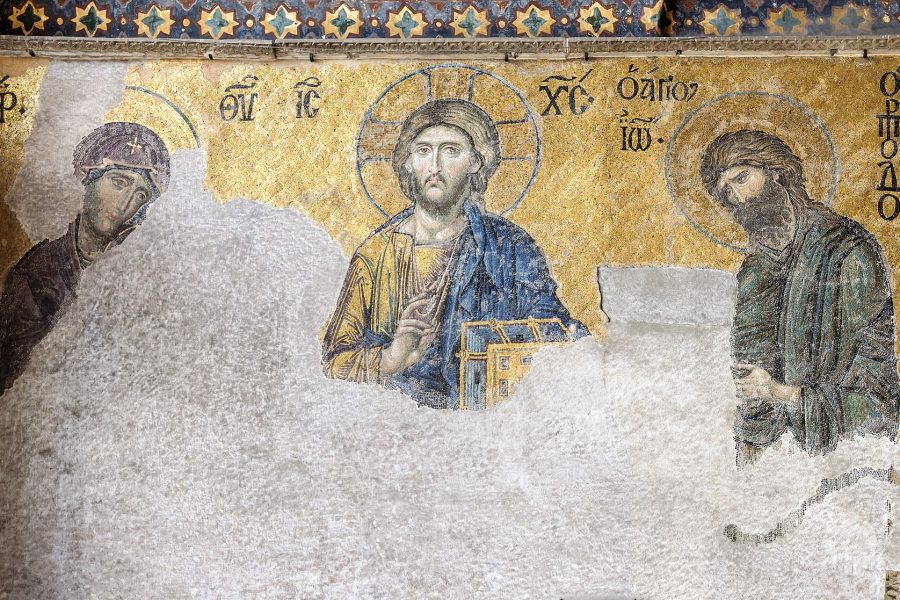 İstanbul Turu'nda ziyaret edilen Ayasofya'nın üst galerisindeki Bizans dönemi Deesis mozaiği